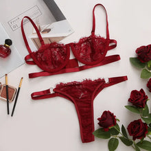 Lace Women's Sheer Lingerie Comfortable Breathable Delicate Bra Set Pure Color Lingerie Fairy Embroidery Push-up Lingerie Set