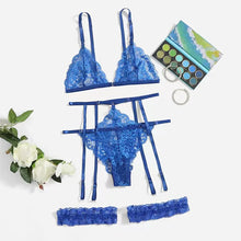 Sexy Dessous Frauen Dünne Transparente Spitze BH Set Durchsichtig Weibliche Erotische Unterwäsche 3 Stück Set Nachtwäsche Anzug Ropa Mujer 